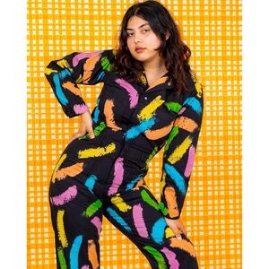 Big Bud Press Paint Stroke Jumpsuit (Sz XS) Anniversary Collection Black Multi